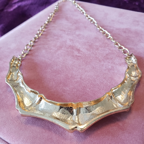 Gold Toned Bone Design Necklace - Picture 4 of 8